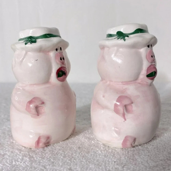 Vintage Ceramic Pink  Pig Salt & Pepper Shakers - Picture 2 of 9